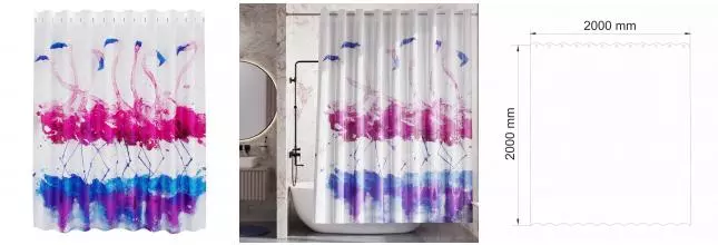 Штора для ванной «WasserKRAFT» Lossa SC-81102 200/200 белая/рисунок Штора для ванной «WasserKRAFT» Lossa SC-81102 200/200 белая/рисунок