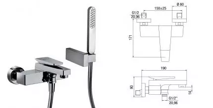 Смеситель для ванны «Jacuzzi» Beam 0AM00002JA00 хром Смеситель для ванны «Jacuzzi» Beam 0AM00002JA00 хром