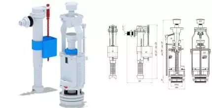 Комплект арматуры для бачка унитаза «АНИпласт» WC8010 G1/2" с боковой подводкой  белый