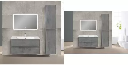 Мебель для ванной подвесная «Vincea» Vico 100 Beton раковина белая