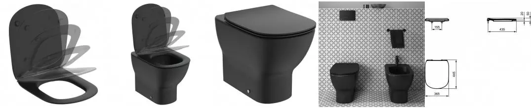 Сиденье для унитаза «Ideal Standard» Tesi T3527V3 дюропласт с микролифтом черное матовое