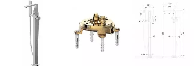 Напольный смеситель для ванны «Bravat» Arc F66061C-B3-ENG хром с коннектором Напольный смеситель для ванны «Bravat» Arc F66061C-B3-ENG хром с коннектором