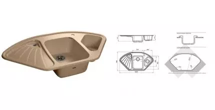 Мойка для кухни угловая «GranFest» Corner C-1040E 104/56 искусственный камень топаз Мойка для кухни угловая «GranFest» Corner C-1040E 104/56 искусственный камень топаз