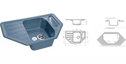 Мойка для кухни угловая «GranFest» Corner GF-C800E 79/49 искусственный камень графит Мойка для кухни угловая «GranFest» Corner GF-C800E 79/49 искусственный камень графит