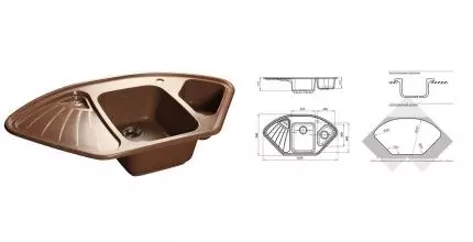 Мойка для кухни угловая «GranFest» Corner C-1040E 104/56 искусственный камень терракот Мойка для кухни угловая «GranFest» Corner C-1040E 104/56 искусственный камень терракот