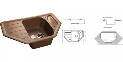 Мойка для кухни угловая «GranFest» Corner GF-C800E 79/49 искусственный камень терракот Мойка для кухни угловая «GranFest» Corner GF-C800E 79/49 искусственный камень терракот