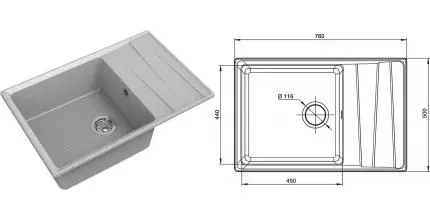 Мойка для кухни «GranFest» Level GF-LV-760L 76/50 искусственный камень серая