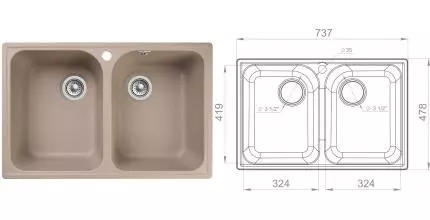 Мойка для кухни «GranFest» Quarz GF-Z15 74/48 искусственный камень песок