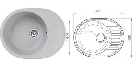 Мойка для кухни «GranFest» Quarz GF-Z58 62/48 искусственный камень серая