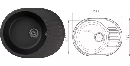 Мойка для кухни «GranFest» Quarz GF-Z58 62/48 искусственный камень черная