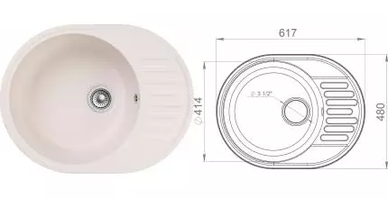 Мойка для кухни «GranFest» Quarz GF-Z58 62/48 искусственный камень белая