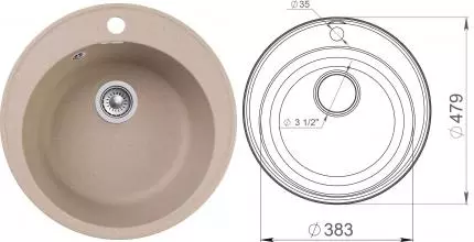 Мойка для кухни «GranFest» Quarz GF-Z08 48/48 искусственный камень песок