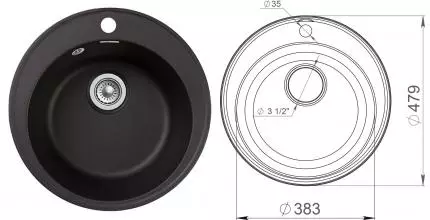 Мойка для кухни «GranFest» Quarz GF-Z08 48/48 искусственный камень черная Мойка для кухни «GranFest» Quarz GF-Z08 48/48 искусственный камень черная
