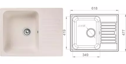 Мойка для кухни «GranFest» Quarz GF-Z13 62/48 искусственный камень белая