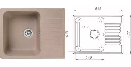 Мойка для кухни «GranFest» Quarz GF-Z13 62/48 искусственный камень песок