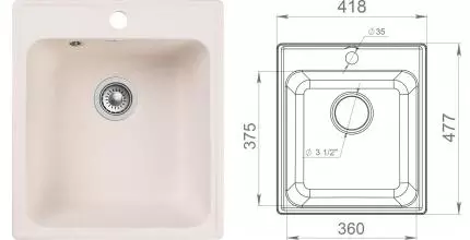 Мойка для кухни «GranFest» Quarz GF-Z17 42/48 искусственный камень белая