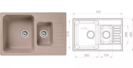 Мойка для кухни «GranFest» Quarz GF-Z21K 74/48 искусственный камень песок