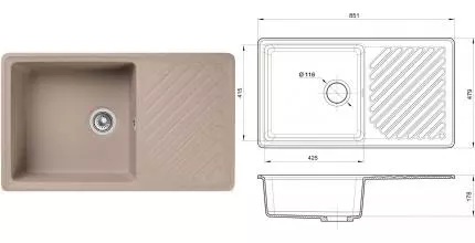 Мойка для кухни «GranFest» Quarz ZL-53 85/48 искусственный камень песок Мойка для кухни «GranFest» Quarz ZL-53 85/48 искусственный камень песок