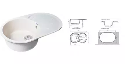 Мойка для кухни «GranFest» Rondo GF-R750L 75/46 искусственный камень белая