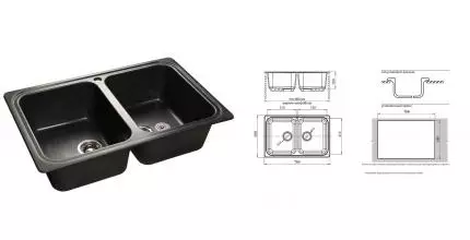 Мойка для кухни «GranFest» Standart GF-S780K 79/50 искусственный камень черная