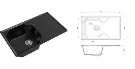 Мойка для кухни «GranFest» Unique GF-U-840L 84/50 искусственный камень черная