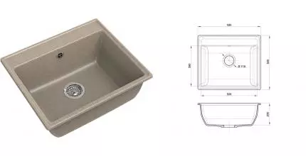 Мойка для кухни «GranFest» Vertex GF-V-580 58/50 искусственный камень песок Мойка для кухни «GranFest» Vertex GF-V-580 58/50 искусственный камень песок