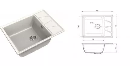 Мойка для кухни «GranFest» Vertex GF-V-680L 68/50 искусственный камень белая Мойка для кухни «GranFest» Vertex GF-V-680L 68/50 искусственный камень белая