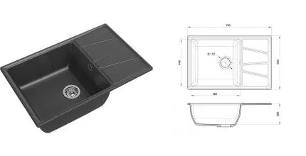 Мойка для кухни «GranFest» Vertex GF-V-780L 78/50 искусственный камень графит Мойка для кухни «GranFest» Vertex GF-V-780L 78/50 искусственный камень графит