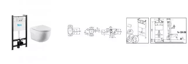 Комплект инсталляция с унитазом «Roca» Meridian Pack 7893104990 безободковый белый Комплект инсталляция с унитазом «Roca» Meridian Pack 7893104990 безободковый белый