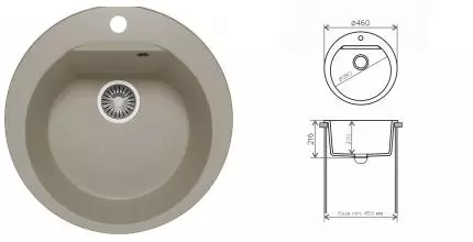 Мойка для кухни «Polygran» Atol-460 46 №14 искусственный камень серая