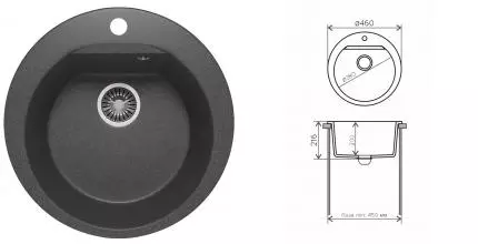 Мойка для кухни «Polygran» Atol-460 46 №16 искусственный камень черная