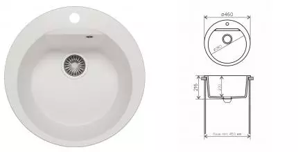 Мойка для кухни «Polygran» Atol-460 46 №36 искусственный камень белый хлопок Мойка для кухни «Polygran» Atol-460 46 №36 искусственный камень белый хлопок