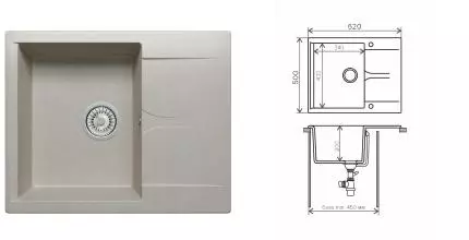 Мойка для кухни «Polygran» Gals-620 62/50 №14 искусственный камень серая