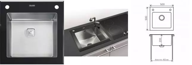 Мойка для кухни «Tolero» Ceramic Glass TG-500 50 нержавеющая сталь/стекло черная Мойка для кухни «Tolero» Ceramic Glass TG-500 50 нержавеющая сталь/стекло черная