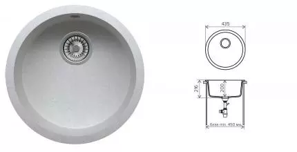 Мойка для кухни «Tolero» Classic R-104 №001 44 искусственный камень серый металлик Мойка для кухни «Tolero» Classic R-104 №001 44 искусственный камень серый металлик