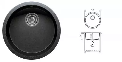 Мойка для кухни «Tolero» Classic R-104 №911 44 искусственный камень черная Мойка для кухни «Tolero» Classic R-104 №911 44 искусственный камень черная