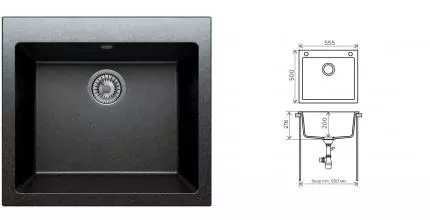 Мойка для кухни «Tolero» Classic R-111 56/50 №911 искусственный камень черная Мойка для кухни «Tolero» Classic R-111 56/50 №911 искусственный камень черная
