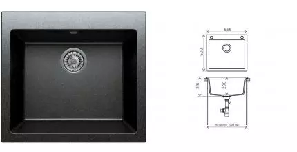 Мойка для кухни «Tolero» Classic R-111 56/50 №911 искусственный камень черная