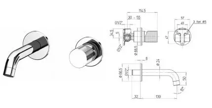 Смеситель для раковины «Paini» Cox grip 7GCR208 хром Смеситель для раковины «Paini» Cox grip 7GCR208 хром