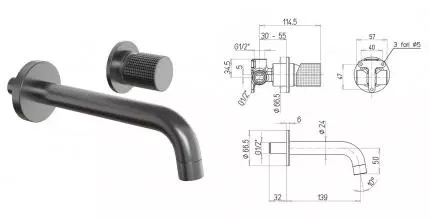 Смеситель для раковины «Paini» Cox grip 7GPZ208 чёрный матовый