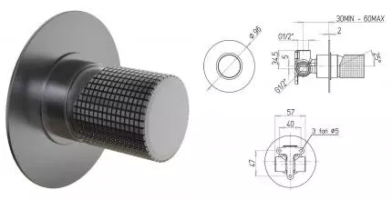 Смеситель для душа «Paini» Cox grip 7GPZ690 чёрный матовый