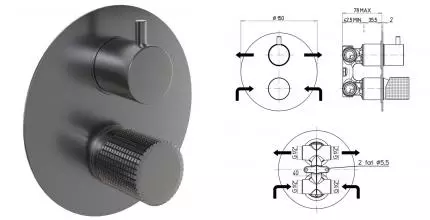 Смеситель для душа «Paini» Cox grip 7GPZ6911 чёрный матовый Смеситель для душа «Paini» Cox grip 7GPZ6911 чёрный матовый