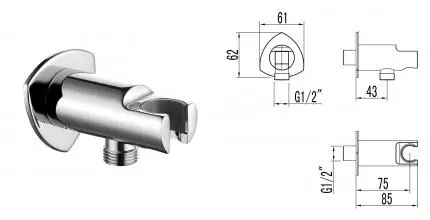 Подключение для душевого шланга «Lemark» LM3585C с держателем для лейки хром Подключение для душевого шланга «Lemark» LM3585C с держателем для лейки хром
