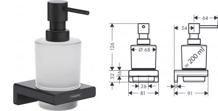 Дозатор для мыла «Hansgrohe» AddStoris 41745670 на стену чёрный матовый