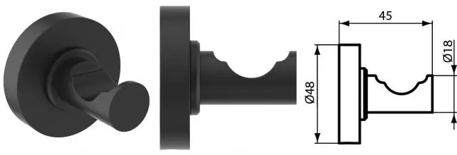 Крючок «Ideal Standard» Iom A9115XG на стену чёрный матовый