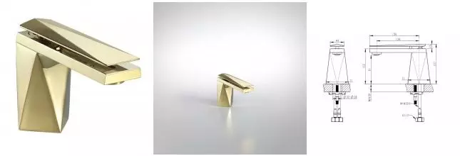 Смеситель для раковины «Bravat» Diamond M F118102G-1-ENG золото Смеситель для раковины «Bravat» Diamond M F118102G-1-ENG золото