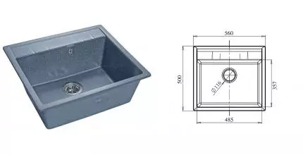 Мойка для кухни «GranFest» Quadro GF-Q-561 56/50 искусственный камень графит