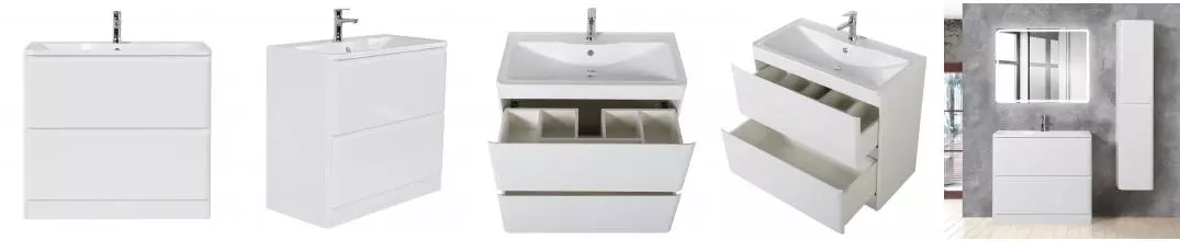 Тумба с раковиной «Belbagno» Albano 80 (BB800/455-LV-MR-ALR) Bianco Lucido Тумба с раковиной «Belbagno» Albano 80 (BB800/455-LV-MR-ALR) Bianco Lucido