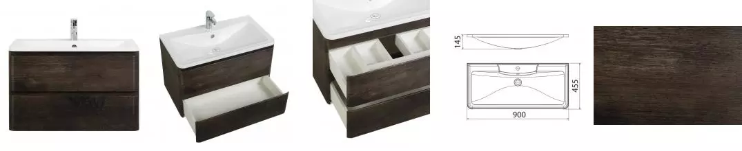 Тумба с раковиной «Belbagno» Albano 90 (BB900/455-LV-MR-ALR) подвесная Rovere Nature Grigio Тумба с раковиной «Belbagno» Albano 90 (BB900/455-LV-MR-ALR) подвесная Rovere Nature Grigio