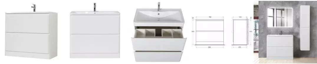 Тумба с раковиной «Belbagno» Albano 90 (BB900/455-LV-MR-ALR) Bianco Lucido Тумба с раковиной «Belbagno» Albano 90 (BB900/455-LV-MR-ALR) Bianco Lucido